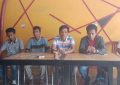 Front Rakyat Sultra Bela Wawonii Saat Konferensi Pers (Foto: Muhammad Rusmin)